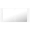 vidaXL fehér akril LED-es fürdőszobaszekrény tükörrel 90x12x45 cm