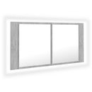 vidaXL betonszürke akril LED-es tükrös fürdőszobaszekrény 90x12x45 cm