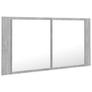 vidaXL betonszürke akril LED-es tükrös fürdőszobaszekrény 90x12x45 cm