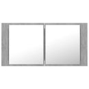 vidaXL betonszürke akril LED-es tükrös fürdőszobaszekrény 90x12x45 cm