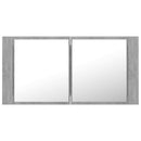 vidaXL betonszürke akril LED-es tükrös fürdőszobaszekrény 90x12x45 cm