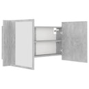 vidaXL betonszürke akril LED-es tükrös fürdőszobaszekrény 90x12x45 cm