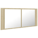 vidaXL tölgyszínű akril LED-es tükrös fürdőszobaszekrény 100x12x45 cm