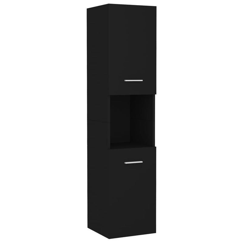 vidaXL fekete szerelt fa fürdőszobaszekrény 30 x 30 x 130 cm
