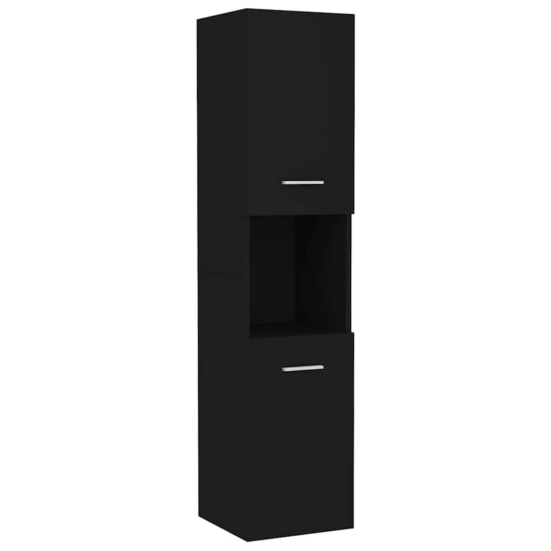 vidaXL fekete szerelt fa fürdőszobaszekrény 30 x 30 x 130 cm