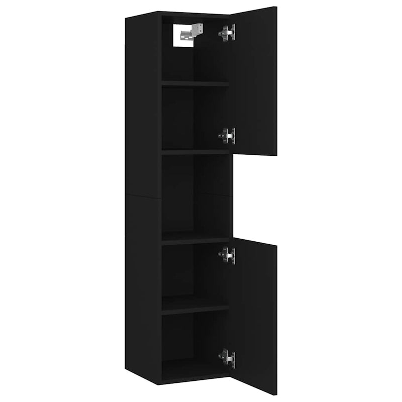 vidaXL fekete szerelt fa fürdőszobaszekrény 30 x 30 x 130 cm