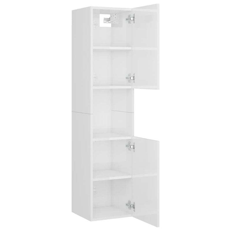 vidaXL magasfényű fehér szerelt fa fürdőszobaszekrény 30x30x130 cm