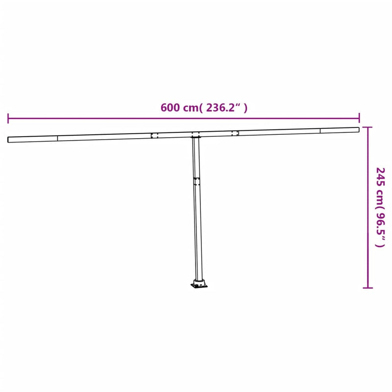 vidaXL fehér vas napellenzőrúdszett 600 x 245 cm