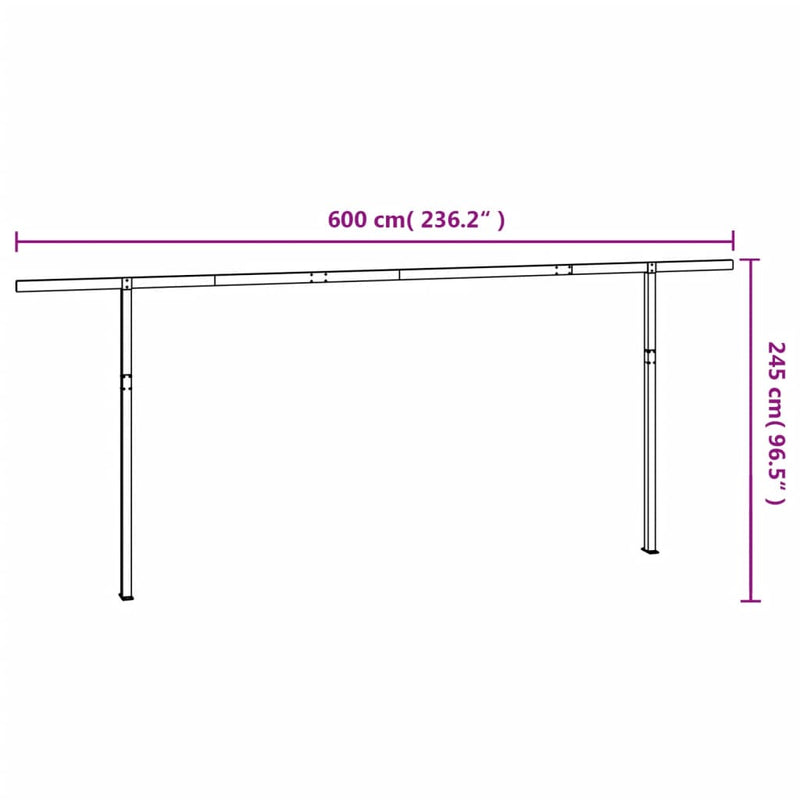vidaXL fehér vas napellenzőrúdszett 600 x 245 cm