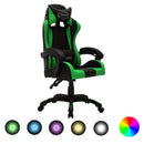 vidaXL zöld és fekete műbőr versenyszék RGB LED-világítással