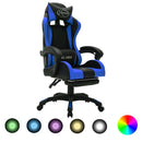 vidaXL kék és fekete műbőr versenyszék RGB LED-világítással