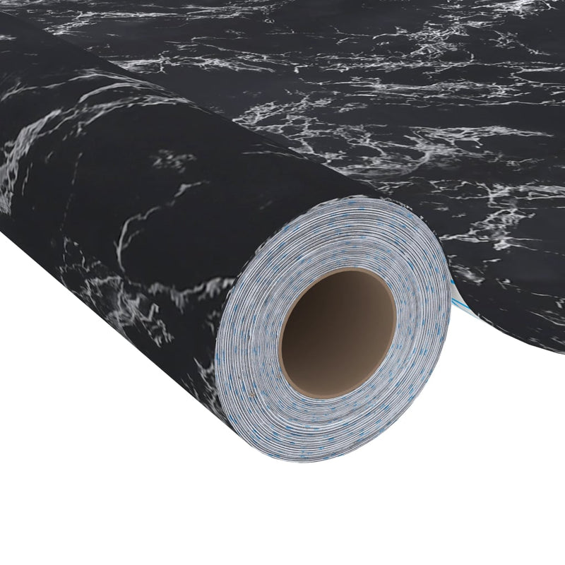 vidaXL fekete kőmintás öntapadó PVC bútorfólia 500 x 90 cm