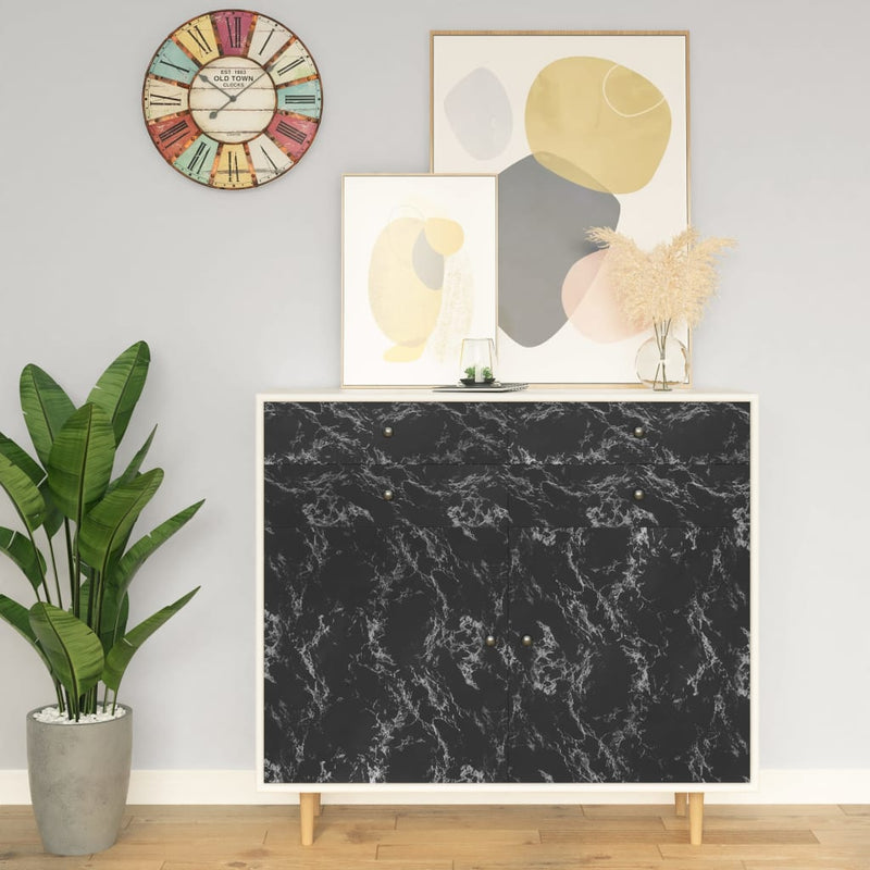 vidaXL fekete kőmintás öntapadó PVC bútorfólia 500 x 90 cm
