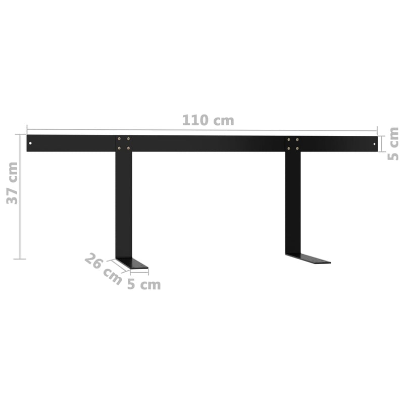 vidaXL fekete vas raklapkanapé-háttámla 110 cm