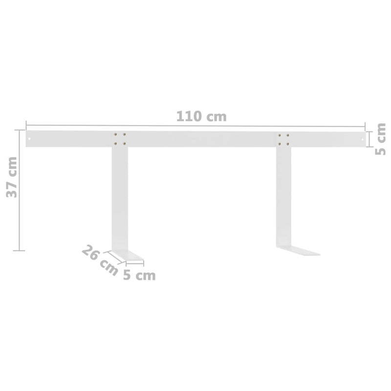 vidaXL fehér vas raklapkanapé-háttámla 110 cm