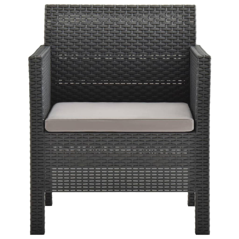 vidaXL antracitszürke rattan kerti szék párnával 63 x 65 x 76 cm PP rattan