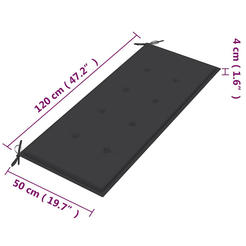 vidaXL 2 személyes tömör eukaliptuszfa kerti pad párnával 120 cm