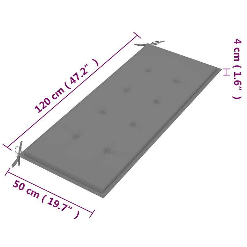 vidaXL 2 személyes tömör eukaliptuszfa kerti pad párnával 120 cm