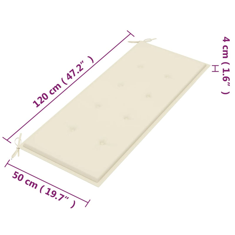 vidaXL 2 személyes tömör eukaliptuszfa kerti pad párnával 120 cm