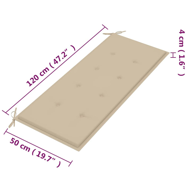 vidaXL 2 személyes tömör eukaliptuszfa kerti pad párnával 120 cm