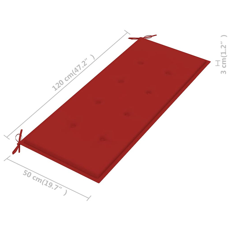 vidaXL 2 személyes tömör eukaliptuszfa kerti pad párnával 120 cm