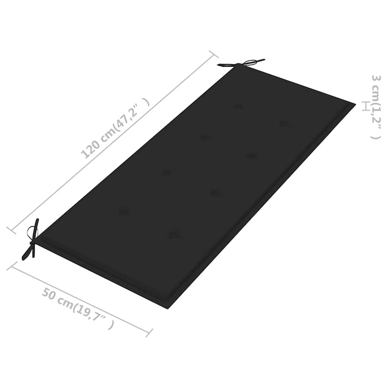 vidaXL 2 személyes tömör eukaliptuszfa kerti pad párnával 120 cm