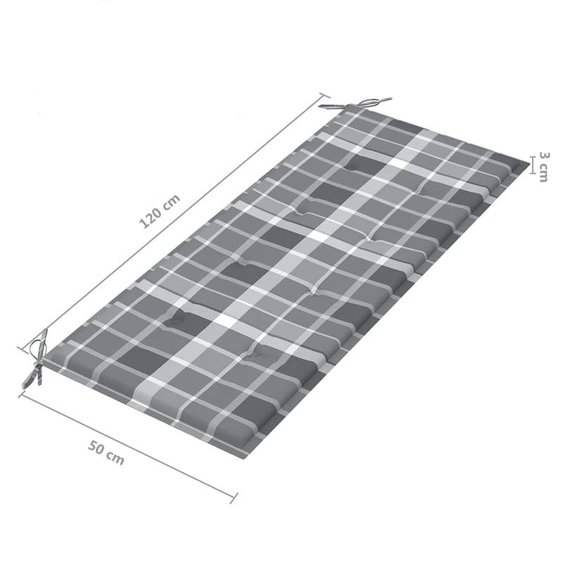 vidaXL 2 személyes tömör eukaliptuszfa kerti pad párnával 120 cm