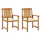 vidaXL 2 db tömör akácfa kerti szék párnával