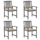 vidaXL 4 db szürke tömör akácfa kerti szék párnával