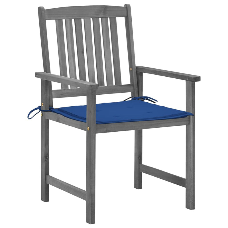 vidaXL 4 db szürke tömör akácfa kerti szék párnával