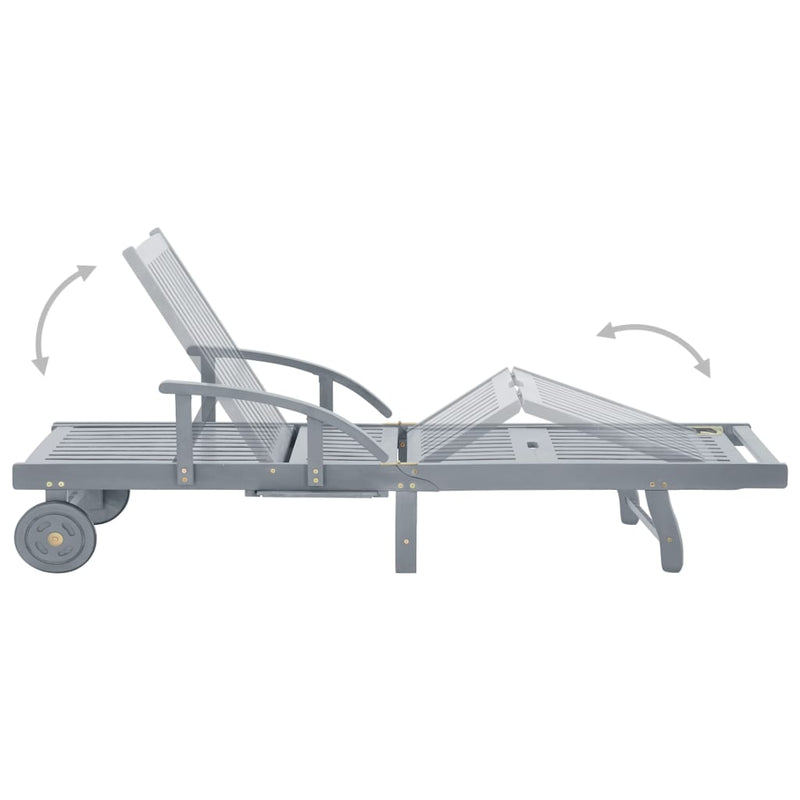 vidaXL tömör akácfa kerti napozóágy párnával