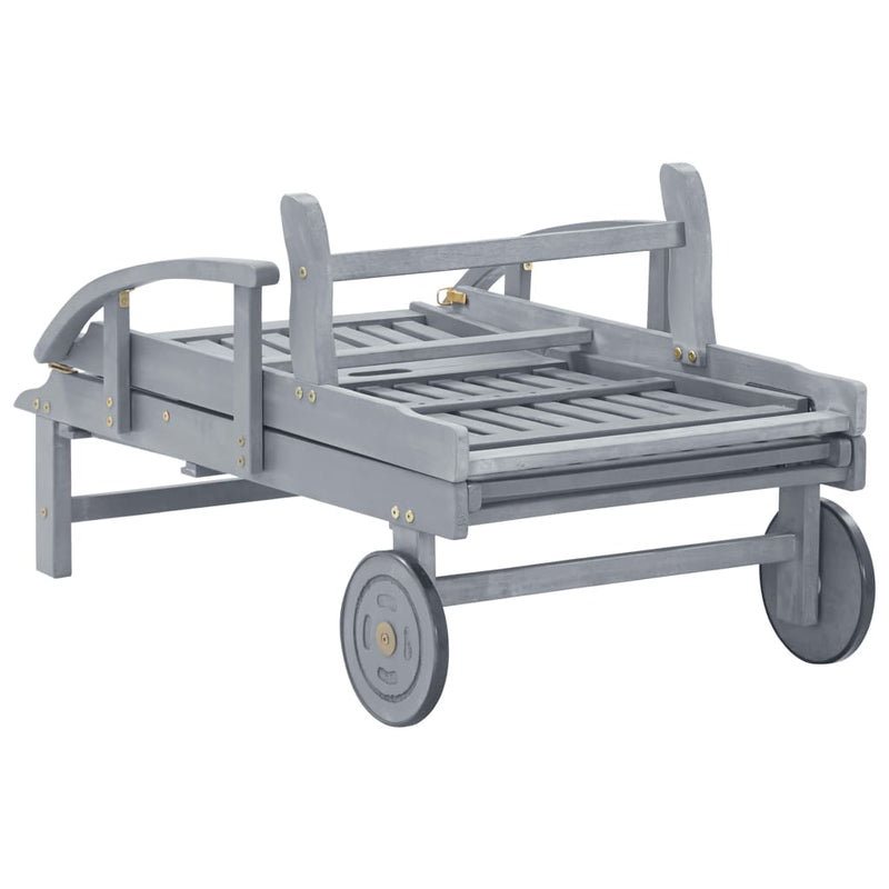 vidaXL tömör akácfa kerti napozóágy párnával