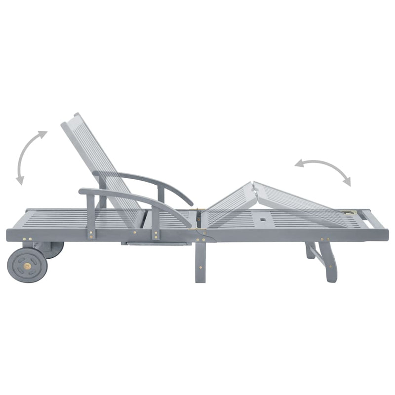 vidaXL tömör akácfa kerti napozóágy párnával