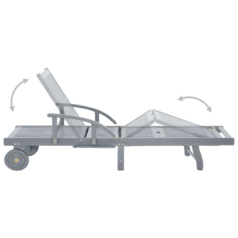 vidaXL tömör akácfa kerti napozóágy párnával