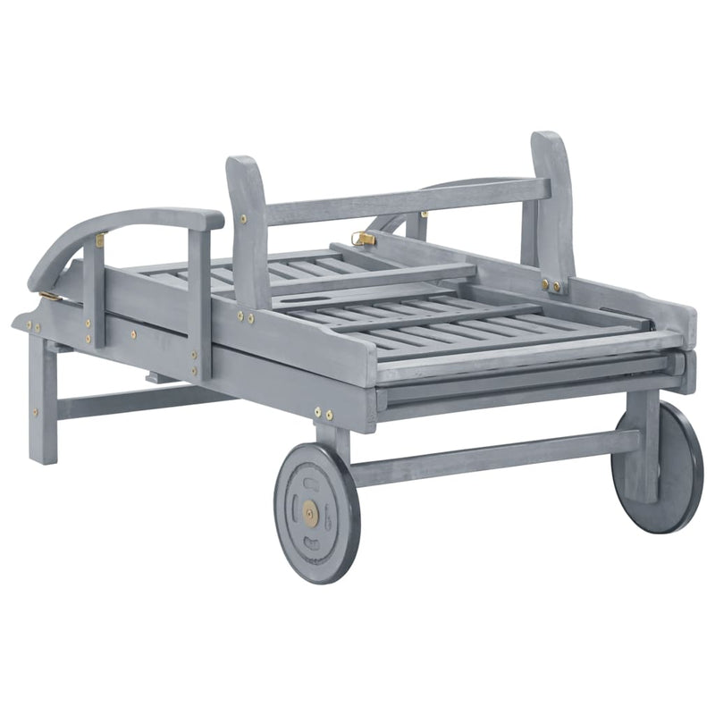 vidaXL tömör akácfa kerti napozóágy párnával