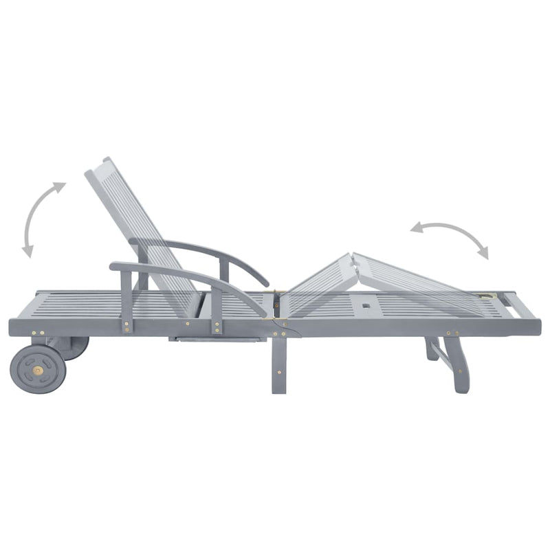 vidaXL tömör akácfa kerti napozóágy párnával