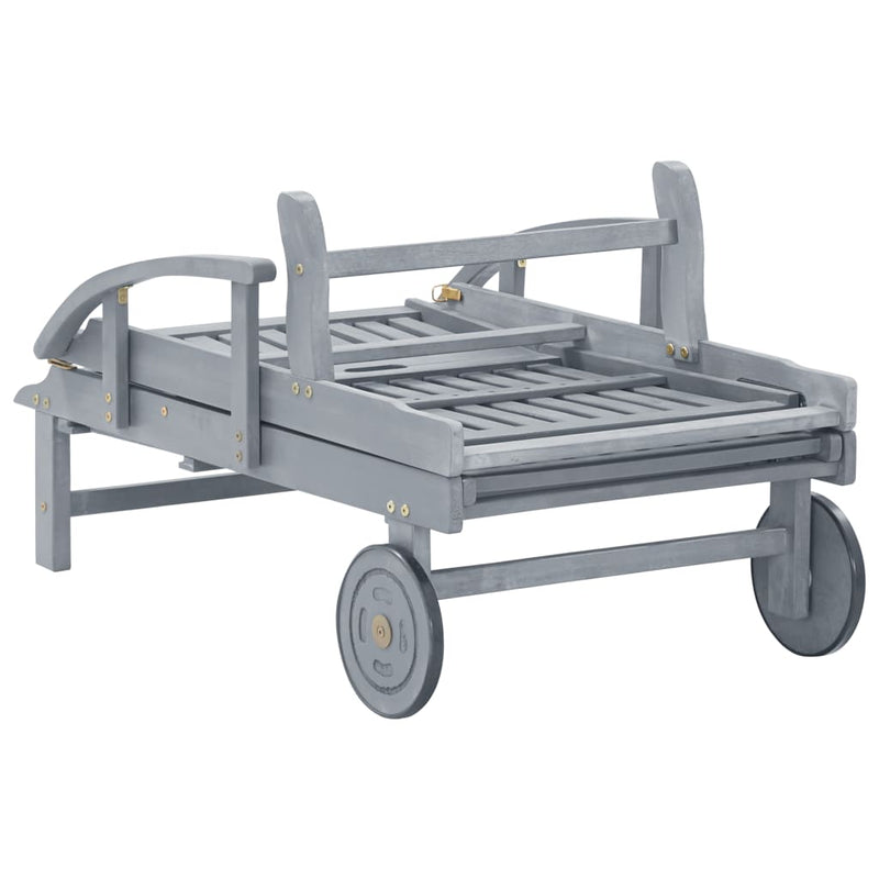 vidaXL tömör akácfa kerti napozóágy párnával