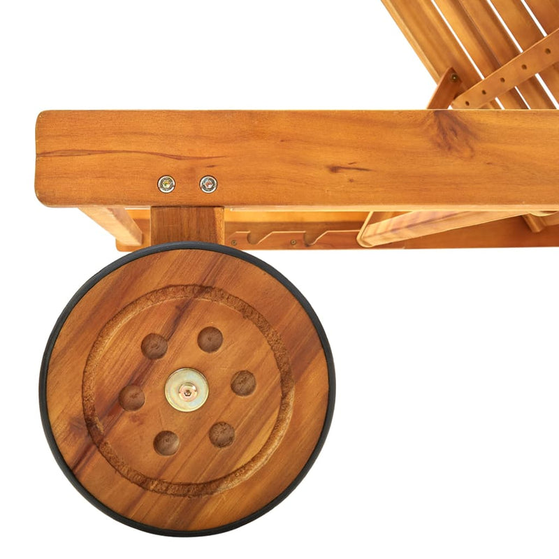 vidaXL tömör akácfa kerti napozóágy párnával