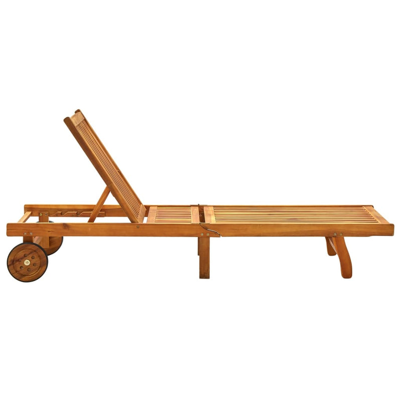 vidaXL tömör akácfa kerti napozóágy párnával