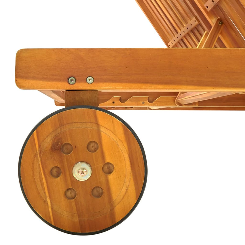 vidaXL 2 személyes tömör akácfa kerti napozóágy párnával