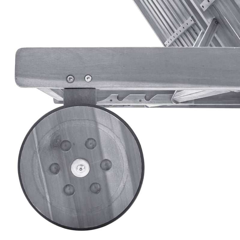 vidaXL 2 személyes szürke tömör akácfa kerti napozóágy párnával