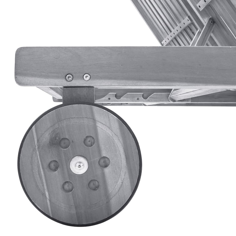 vidaXL 2 személyes szürke tömör akácfa kerti napozóágy párnával