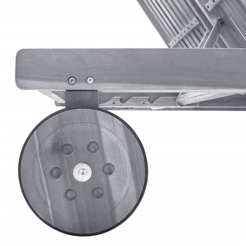 vidaXL 2 személyes szürke tömör akácfa kerti napozóágy párnával