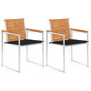 vidaXL 2 db tömör akácfa és acél kerti szék párnával