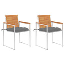 vidaXL 2 db tömör akácfa és acél kerti szék párnával