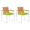 vidaXL 2 db tömör akácfa és acél kerti szék párnával