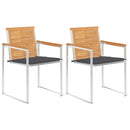 vidaXL 2 db tömör tíkfa és acél kerti szék párnával
