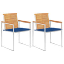 vidaXL 2 db tömör tíkfa és acél kerti szék párnával