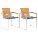 vidaXL 2 db tömör tíkfa és acél kerti szék párnával