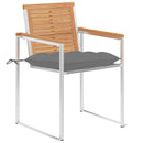 vidaXL 2 db tömör tíkfa és acél kerti szék párnával